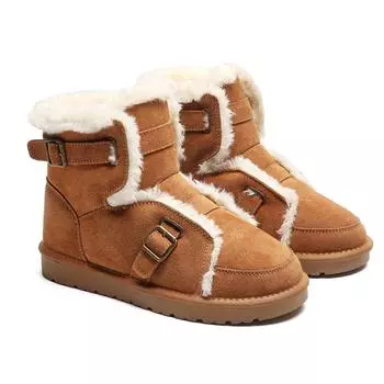 3353 long-haired snow boots men s and women s autumn and winter couples niche leather and cotton shoes 35