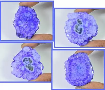 335Cts. Окрашенный солнечный друзовый агат 4 шт., кристальный драгоценный камень, лот 36-41 мм RQ-1102