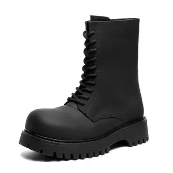 3368 Derby Shoes Black Martin Boots New Men s and Women s Big Head Medium Boots Platform Chelsea Boots 38