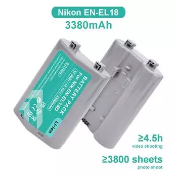 3380 мАч, 100% емкость, EN-EL18 ENEL18, аккумулятор для камеры Nikon Z9, D4, D4S, D500, D850, MB18, MB-D12. EN-EL18-1Pcs