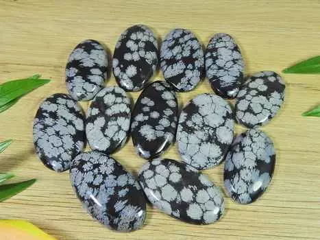 338Cts. Натуральный снежинка обсидиан овальный кабошон драгоценный камень россыпью 12 шт лот RQ-2904