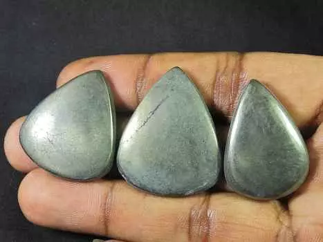 33-34MM AAA Appache Gold Pyrite Pear Shape Cabochon Loose 3Pcs Gemstone Lot RQ-2180