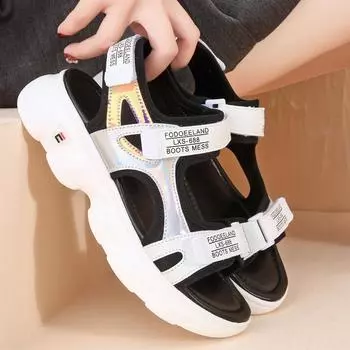 33-42 большие детские противоскользящие и износостойкие модные повседневные сандалии на толстой подошве, пляжная обувь, тапочки, женская обувь, детская обувь 33 белый