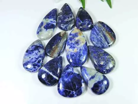 33-42MM натуральный содалит грушевидный кабошон драгоценный камень россыпью 11 шт. лот 420 карат. РК-3078