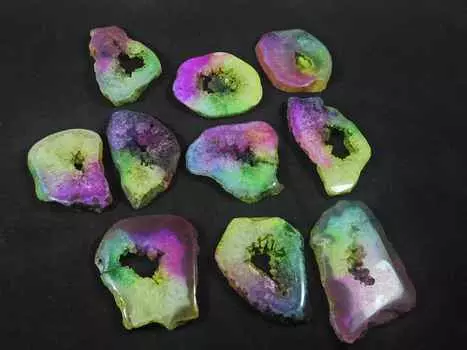 33-43 мм Радужный солнечный оконный срез Друзы Агат фантазийный россыпью драгоценный камень 10 шт. Лот RQ-2176