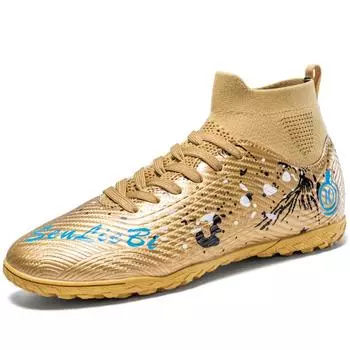 33-46 Футбольные бутсы с высоким голенищем, резиновые, короткие, для молодежи, спортивная обувь, тренировочные футбольные бутсы для искусственного газона, мужские футбольные бутсы 35 белый