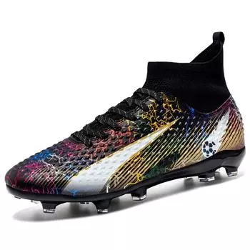 33-46 Высокие футбольные бутсы с длинными ногтями, мужская спортивная обувь из ПВХ, футбольные бутсы для мальчиков 33 белый/синий