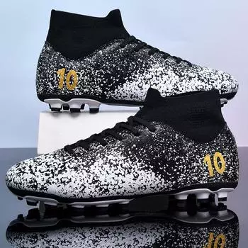 33-47 Мужские футбольные бутсы большого размера с длинным гвоздем, противоскользящие и износостойкие, из искусственного кортотипа TPR, детские футбольные бутсы для улицы 33 белый