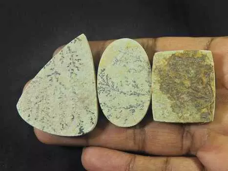 33-48MM Natural Psilomelane Germane Dendrite Mix cabochon 3Pcs Gemstone Lot RQ-2139
