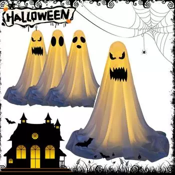 33,5-дюймовый Хэллоуин Призрак Подсветка Жуткий Призрак со Светом Работает От Батареи Хэллоуин Украшения Хэллоуин Подсветка Жуткий Призрак
