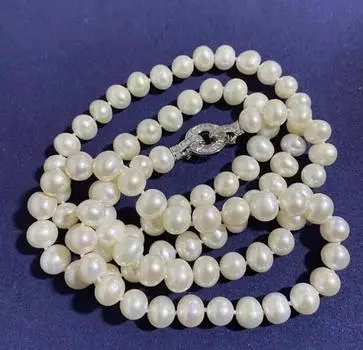 33-дюймовое ожерелье из натурального белого жемчуга 8-9 мм
