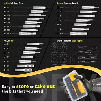 33 in 1 small screwdriver set with magnetic Torx screwdriver bits contains 30 precision repair tools for watches iPhone PC