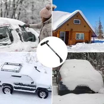 33 Inch Winter Car Snow Sweeping Shovel Machine Extendable Ice Scraper Car Windshield Snow Brush Ergonomic Handle Detachable серый