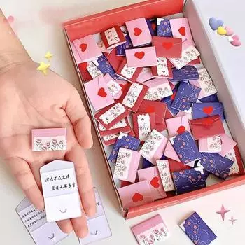 33 шт. мини-наклейки с любовными письмами, красочный набор с сердечками, милые мини-конверты с белой пустой запиской B