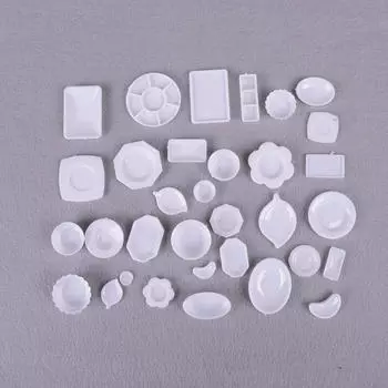 33 шт./набор кухонных акриловых мини-столовых приборов, миниатюры чашек, тарелок, блюд, декоративных игрушек для детей, подарков для девочек, аксессуаров для кукол N/A