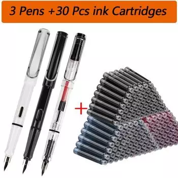33 шт., набор перьевых ручек, школьные ручки, набор сменных чернил, черные/синие/красные чернила EF 0,38 мм, офисные письменные принадлежности, канцелярские принадлежности EF(0.38mm)