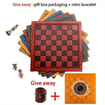 33 см/13 дюймов PU кожа шахматная доска уникальный дизайн портативная настольная игра аксессуар металлические уголки защитные подарочная коробка упаковка