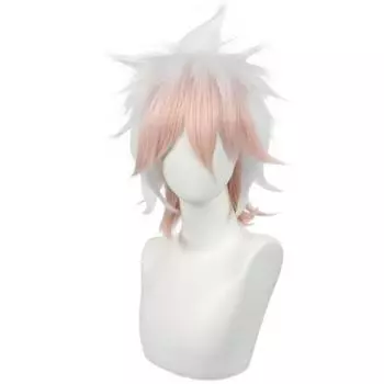 33 см игровой парик Komaeda Nagito для косплея Danganronpa с короткими завитками, термостойкие синтетические Komaeda Nagito, костюм для Хэллоуина, парики 33cm розовый