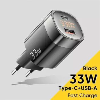 33 Вт GaN USB C зарядное устройство цифровой дисплей PD быстрая зарядка для iPhone 13 12 Max Pro iPad для Xiaomi Poco Samsung зарядное устройство Es UK Plug белый