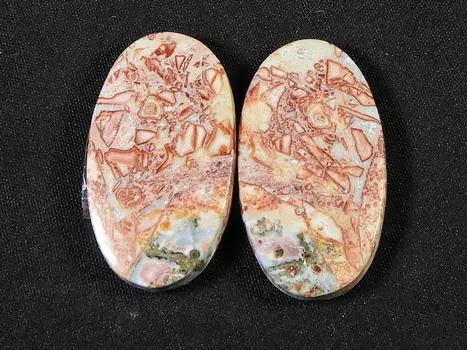 33Cts.Natural Leopard Skin Jasper Matched Pair Handmade Gemstone 16X28X04 MM SK-801