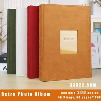 33X22,5 см альбомы в стиле ретро, альбом-вставка, креативный фотоальбом, книга для хранения открыток, фотоальбом, 6 дюймов, 300 листов фотографий 4R/6 inch красный