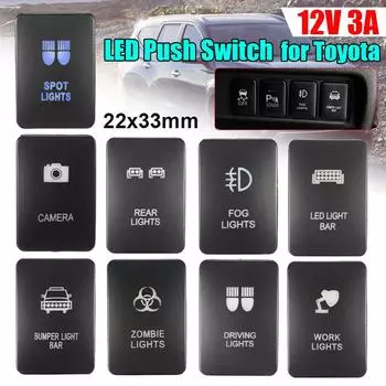 33x22 мм синяя светодиодная подсветка, кнопка переключения, сигнальная лампа, панель для Toyota Landcruiser Yaris RAV4 Zombie, задняя противотуманная фара