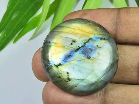 33X33MM Multi Fire Labradorite Round Cabochon Loose Natural Gemstone 74Cts. SK-3944
