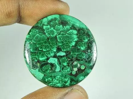 33X33X05MM натуральный малахитовый круглый кабошон россыпью драгоценный камень 43 карата. СК-4573