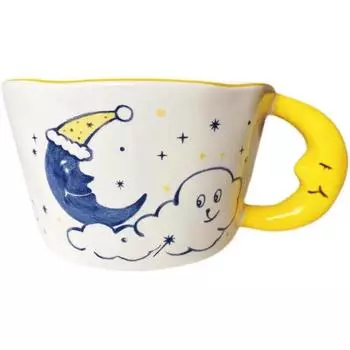 340ml 11oz Good Night Dreams Cute Bear Printings Moon Handle Ceramic Coffee Mug Household Breakfast Milk Oatmeal Mugs 1 Piece