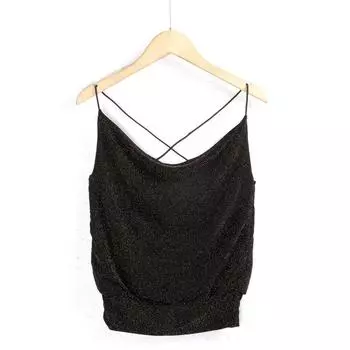 3458 Gold Silk Camisole Cross Elastic Band Sexy off-Shoulder Fashion Inner Match Shirt Vest Women s Export Tail Single Gold Dot L