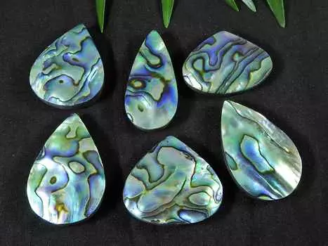 34-35 мм натуральный грушевидный кабошон из ракушки абалон россыпью 6 шт. лот 242 карата. РК-3025