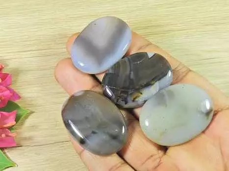 34-37 мм натуральный Ботсванский агат 4 шт овальный кабошон драгоценный камень россыпью лот 240 карат. РК-2163