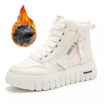 34-42 Зимние женские модные сапоги на толстой подошве, увеличенной высоты, из бархата, теплые хлопковые сапоги, зимние сапоги, повседневная хлопковая обувь 34 чёрный