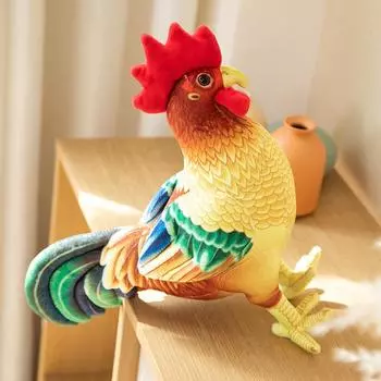 34/44см Забавная имитация Петух Плюшевая кукла Подушка Красный Стоящий Реалистичная Курица Плюшевая игрушка Украшение для дома Подарок для мальчиков и девочек about 34cm