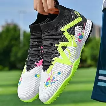 34-45 футбольные бутсы унисекс, мужские короткие тренировочные кроссовки для ногтей, детские футбольные бутсы, молодежные кожаные футбольные бутсы 34 чёрный