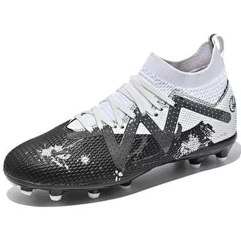 34-45 мужские/женские футбольные бутсы, высокие эластичные носки, искусственные гвозди, молодежные футбольные тренировочные футбольные бутсы 44 белый