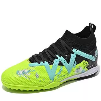 34-45 унисекс футбольные бутсы, высокие эластичные носки, резиновая мягкая подошва, TF футбольные бутсы, детские тренировочные футбольные бутсы 34 белый