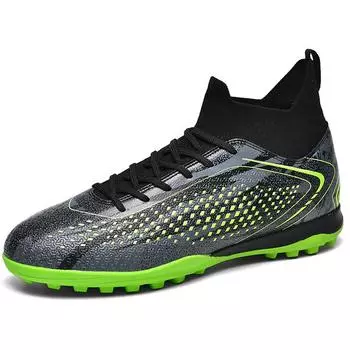 34-46 Мужские футбольные бутсы резиновые мягкие подошвы короткие шипы искусственный газон кожаные детские футбольные бутсы для молодежи 34 белый