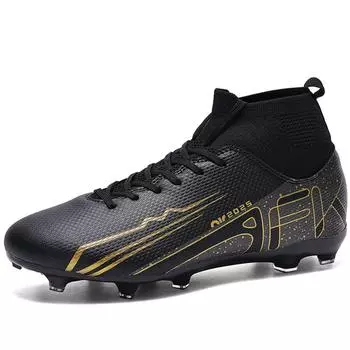 34-46 Мужские футбольные бутсы с низким верхом и длинными шипами большого размера, противоскользящие, износостойкие, для искусственного газона, детские футбольные бутсы с длинными шипами 36 чёрный