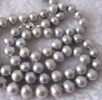 34 дюйма 8-9 мм темно-серое ожерелье из пресноводного жемчуга серое ожерелье