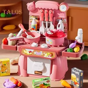 34 шт. Детский кухонный игровой набор со звуком и светом, ролевая игра, гриль, набор для раннего образования, домашние кухонные игрушки синий