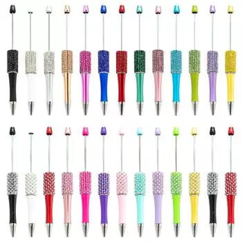 34 шт. DIY Алмазная шариковая ручка с бусинами, самодельные ручки с бисером, креативные цветные ручки со стразами, школьные канцелярские принадлежности