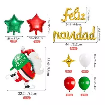 34 шт. золотых украшений для вечеринки в стиле Санта-Клауса Feliz Navidad, новогодняя вечеринка, рождественский праздничный реквизит, фон для фотобудки Other