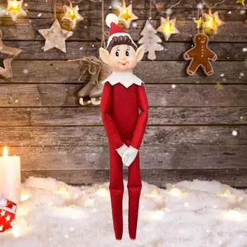 34cm Christmas Elf Doll New Bookshelf Fairy Doll Handmade Funny Monster Plush Toy with Long Leg Christmas Gifts Room Decorations