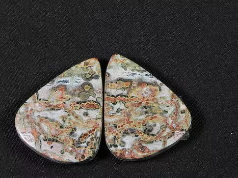 34Cts.Natural Leopard Skin Jasper Matched Pair Handmade Gemstone 20X25X05 MM SK-792