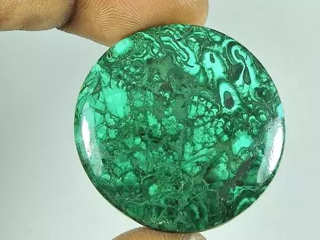 34X34X03MM натуральный малахитовый круглый кабошон россыпью драгоценный камень 59 карат. СК-4600