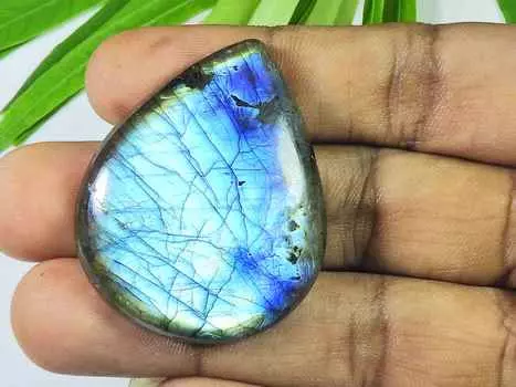 34X41MM Blue Labradorite Pear Shape Cabochon Loose Natural Gemstone 105Cts. SK-3899