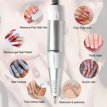 35000 об/мин 5-контактная электрическая дрель для ногтей ручка насадка для педикюра сменная ручка маникюрный косметический инструмент ABE аксессуар белый