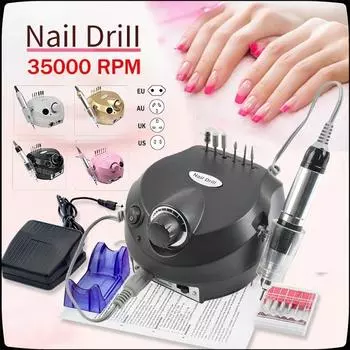 35000 об/мин, высокое качество, профессиональный электрический маникюрный аппарат для ногтей, фреза для педикюра, полный набор US Plug белый