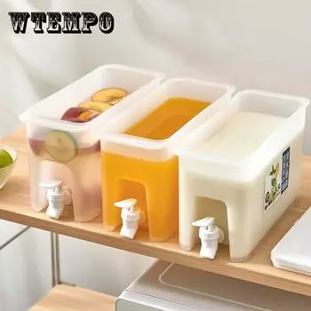 3500 мл Кувшин для воды Кувшин с краном Лимонный сок Кухонная посуда Чайник Чайник Для холодной воды Бутылка для холодной воды Большой емкости Бытовой чайник Лимонная вода Teppot 3.5L белый